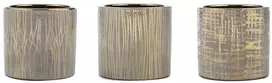 Pot&Deco Keraminis vazonas (3 vnt kompl.) CARRY, apvalus, auksinis, 13,2 x 12,6(A) cm