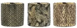 Pot&Deco Keraminis vazonas (3 vnt kompl.) GRAZIA, apvalus, auksinis/rudas, 13,2 x 12,6(A) cm