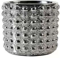 Pot&Deco Keraminis vazonas LIS, apvalus, sidabrinis, 11,2 x 9(A) cm