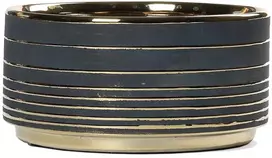 Pot&Deco Keraminis vazonas CHRYSI, apvalus, auksinis/juodas, 16 x 8(A) cm