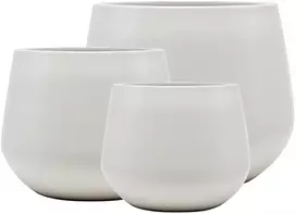 Pot&Deco Keraminis vazonas SYENE, apvalus, baltas, 20,5 x 17(A) cm