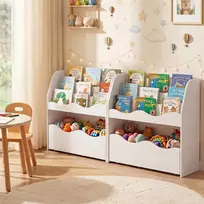 Promotions Vaikų žaislų laikymo organizatorius su 2 ratukais varomais stalčiais 82,6x30,5x76,2 cm natūralios/baltos spalvos
