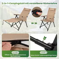 Promotions Lankstomas stovyklavimo kėdė su kojų atrama 156,5x52x82,5 cm chaki