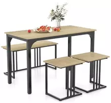 Promotions Valgomojo stalo komplektas, 4 dalių, 120x60x75 cm, natūralus