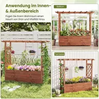 Promotions Pakelta vazoninė lysvė su tinklu ir kabančiu stogu 114x41x104 cm natūrali