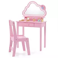 Promotions Vaikiškas tualetinis staliukas su apšviestu debesies formos veidrodžiu ir taburete 59x35x103,5 cm rožinė/balta