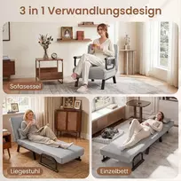 Sofa Promotions Sulankstomas fotelis-lova 3 viename 80x64x76 cm šviesiai pilkas