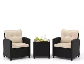 Promotions Lauko baldų komplektas 3 vnt. kėdė 64,8x66x76,2 cm kavos staliukas 50,8x50,8x52,1 cm šviesiai balta