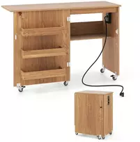 Promotions Sulankstomas siuvimo stalas su įkrovimo stotele 116x41x78 cm baltas