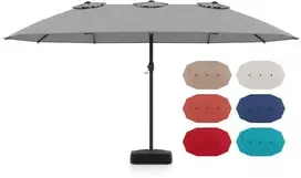 Promotions Dvipusis terasos skėtis su baze 464x286x248 cm pilkas