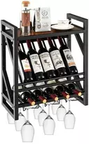 Promotions Sieninis vyno laikiklis su stiklo laikikliu 10 butelių 51x26,7x59,7 cm juodas