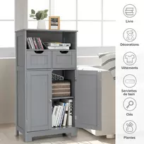 Promotions Vonios kambario grindų spintelė su atvira lentyna ir 2 stalčiais 60x30x109 cm juoda