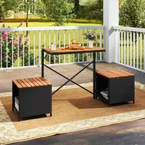 Lauko baldų komplektas Promotions Sodo baldų komplektas, 3 dalių, 168x46x81 cm, juoda/natūrali