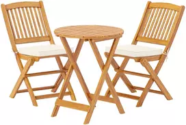 Lauko baldų komplektas Promotions Bistro komplektas 3 dalių, stalas iš akacijos medienos Ø59,7x75 cm, kėdės 47x59,7x85,1 cm, smėlio spalvos
