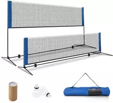 Promotions Nešiojama badmintono tinklas su stulpeliais ir nešiojimo krepšiu, reguliuojamas aukštis 85-155 cm, mėlynas
