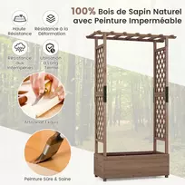 Promotions Pakelta daržinė lysvė su 2 šoninėmis grotelių tvorelėmis ir kabančiu stogu 182x110x44 cm kavos spalvos