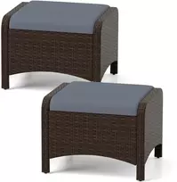Promotions Lauko ratano pufų taburetės, 2 vnt., 46x54x39,5 cm, pilkos spalvos