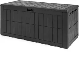 Promotions Lauko terasos dėžė su dangčiu ir rankenomis 132x61x63,5 cm tamsiai ruda/pilka/juoda