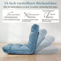 Sofa Promotions Sulankstoma grindų kėdė su reguliuojama atlošu 66,5x53x53 cm pilka