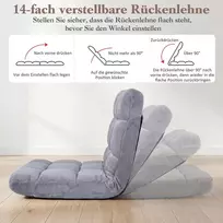 Sofa Promotions Sulankstoma grindų kėdė su reguliuojama atlošu 66,5x53x53 cm pilka