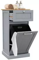 Promotions Skalbinių spintelė su stalčiumi ir pasvirusiu krepšiu 40x37x82 cm pilka