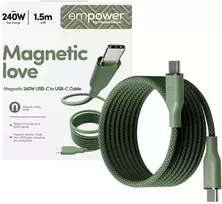„Panzer Glass“ laidas, skirtas „PanzerGlass Magnetic“, 240 W USB-C, 1,5 m žalias