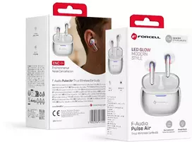 Ausinės Forcell F-Audio Pulse Air ENC Belaidės In-Ear TWS Earbuds sidabrinis