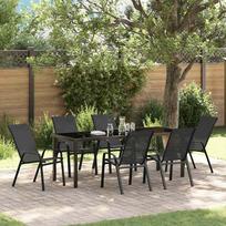 Sodo valgomojo komplektas 7 pcs Juoda Miltelinis plienas