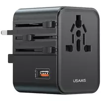 USAMS Travel Charger Adapter CC309 2xUSB-C 25W 4-in-1 US black