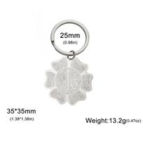 Dreamtimes Islam Muslim Talisman Pendant Keychain Arabic Holy Quran Verse Engraved Flower Stainless Steel Keyring Men Women