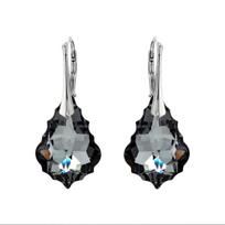 Sidabriniai auskarai moterims DiamondSky „Baroque V (Silver Night)“ su Swarovski kristalais