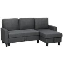 Kampinė sofa-lova su miegojimo funkcija ir daiktadėže, tamsiai pilka