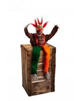 Halloween sėdintis klounas su šviečiančiom akim 65 cm