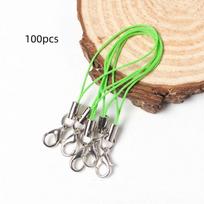 100Pcs Mix Polyester Cord With Jump Ring Lanyard Rope For Making Keychain Mobile Phone Rope DIY Craft Pendant Handmade Materials žalia