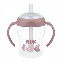 NUK Perfect Match mokomasis kūdikio buteliukas su silikoniniu šiaudeliu BEAR 150 ml