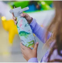 Cool Bottles - Nerūdijančio plieno vaikiškas buteliukas su šiaudeliu arba užsukimu, 260ml (Dinos planet)