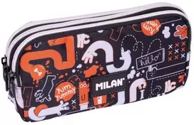 Didelė trijų skyrių penalas fingers Milan juodas oranžinis baltas