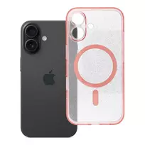 OEM Clear Mag phone case with MagSafe support for iPhone 16 pink transparent
