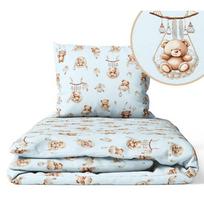 Užvalkaliukai 2 dalių Ankras vežimėliui,lopšiui TEDDY BEARS in BASKETS Blue