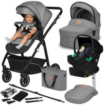 Vežimėlis 4in1 iki 22 kg, lopšys/ sportinė dalis/ kėdutė/ automobilinė bazė - Lionelo Bianka Grey Stone + Astrid I-Size Base Plus