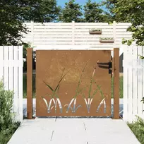 Sodo vartai, 100x100 cm, Corten plienas, žolės raštas