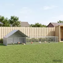 Vištidė su stogu ir kiemu 2 vnt. Sidabrinė 8 x 2 x 1,9 m
