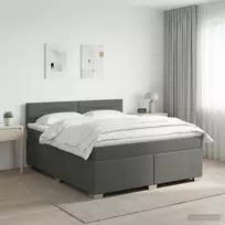Spyruoklinė lova su čiužiniu Tamsiai pilka 160 x 200 cm Audinys