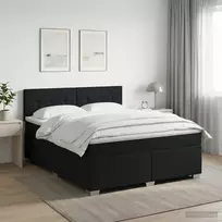 Spyruoklinė lova su čiužiniu Juoda 160 x 200 cm Audinys