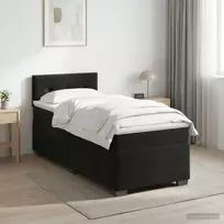 Spyruoklinė lova su čiužiniu Juoda 90 x 190 cm Aksomas