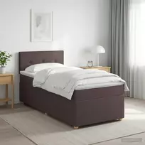 Spyruoklinė lova su čiužiniu Tamsiai rudas 80 x 200 cm Audinys
