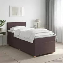 Spyruoklinė lova su čiužiniu Tamsiai rudas 90 x 190 cm Audinys