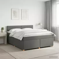 Spyruoklinė lova su čiužiniu Tamsiai pilka 160 x 200 cm Audinys