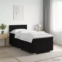 Spyruoklinė lova su čiužiniu Juoda 90 x 190 cm Audinys
