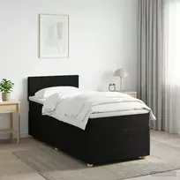 Spyruoklinė lova su čiužiniu Juoda 90 x 190 cm Audinys
